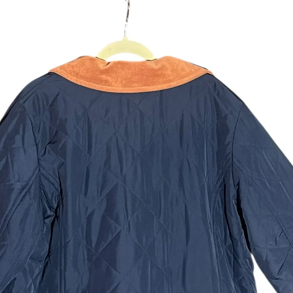 NWOT TALBOTS PLUS INDIGO NAVY BLUE QUILTED BARN JACKET CORDUROY TRIM (1X) - Picture 6 of 6